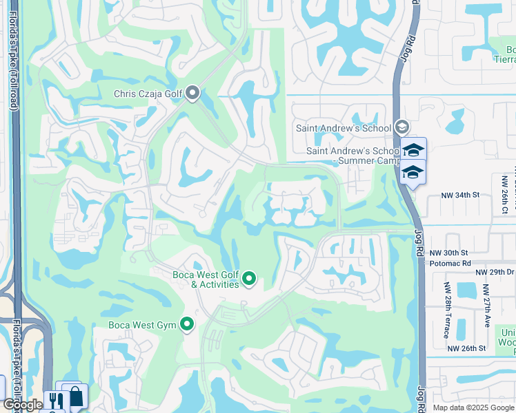 map of restaurants, bars, coffee shops, grocery stores, and more near 19884 Planters Boulevard in Boca Raton