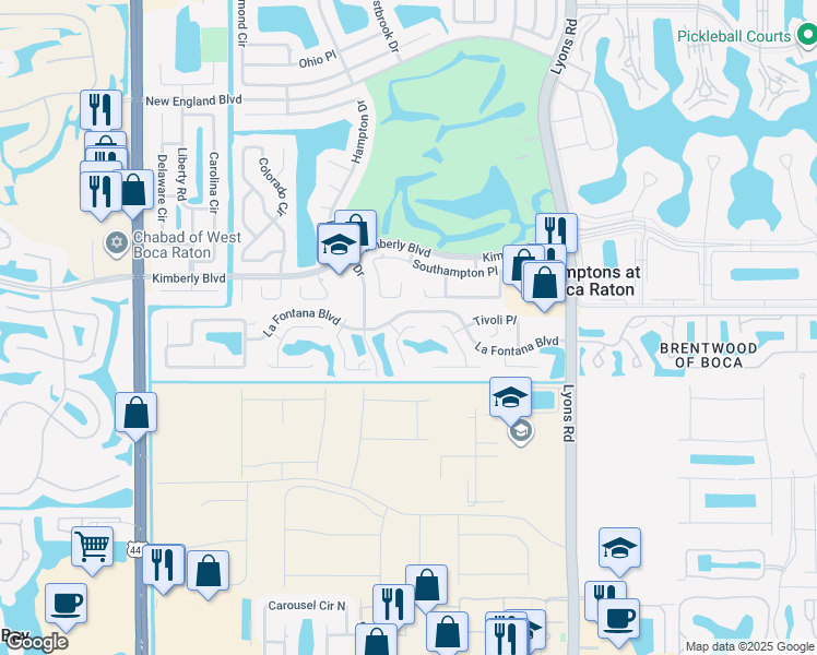 map of restaurants, bars, coffee shops, grocery stores, and more near 19864 Villa Medici Place in Boca Raton