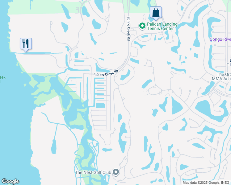 map of restaurants, bars, coffee shops, grocery stores, and more near 24875 Bay Cedar Drive in Bonita Springs