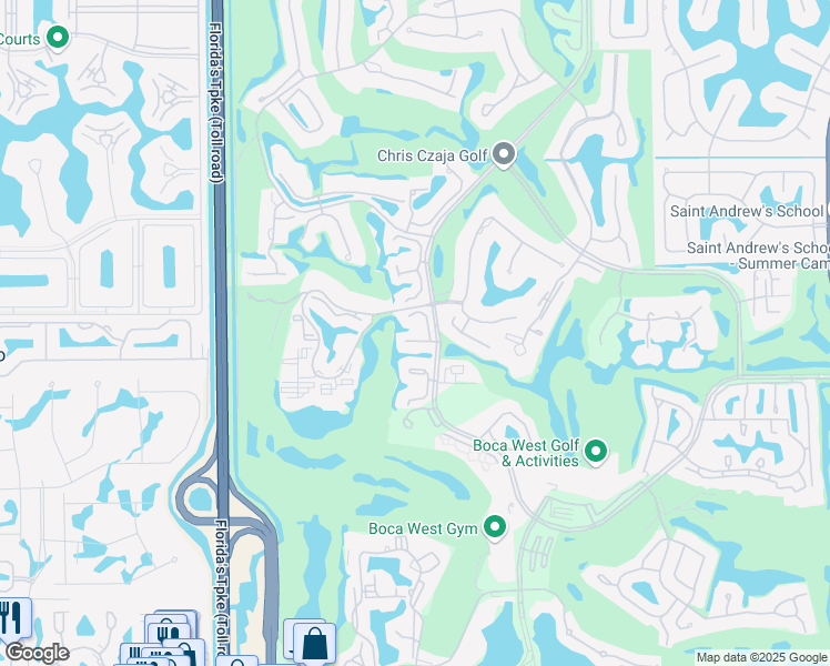 map of restaurants, bars, coffee shops, grocery stores, and more near 19939 Boca West Drive in Boca Raton