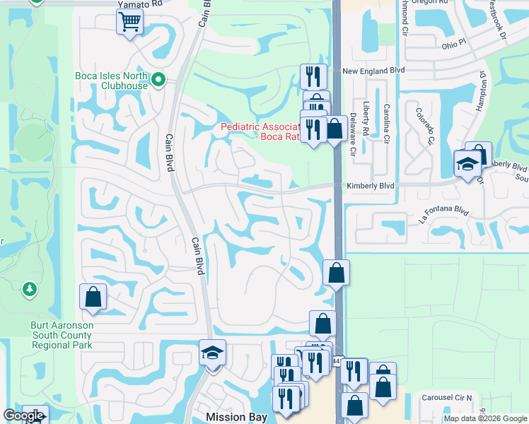 map of restaurants, bars, coffee shops, grocery stores, and more near 10066 Crosswind Road in Boca Raton