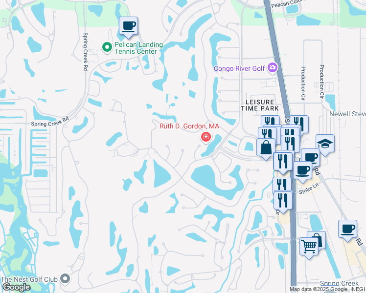 map of restaurants, bars, coffee shops, grocery stores, and more near 24720 Lyonia Lane in Bonita Springs