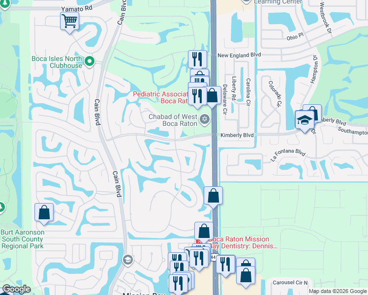 map of restaurants, bars, coffee shops, grocery stores, and more near 10270 Crosswind Road in Boca Raton