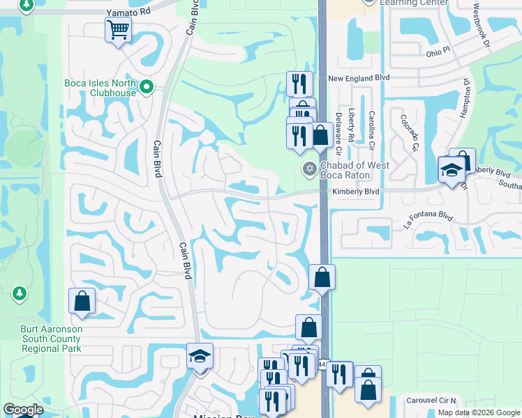 map of restaurants, bars, coffee shops, grocery stores, and more near 10310 Crosswind Road in Boca Raton