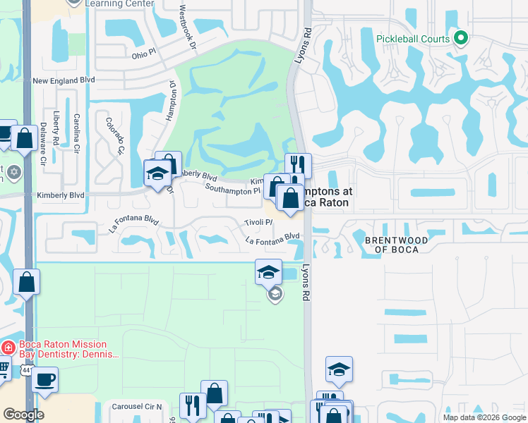 map of restaurants, bars, coffee shops, grocery stores, and more near 9216 Southampton Place in Boca Raton