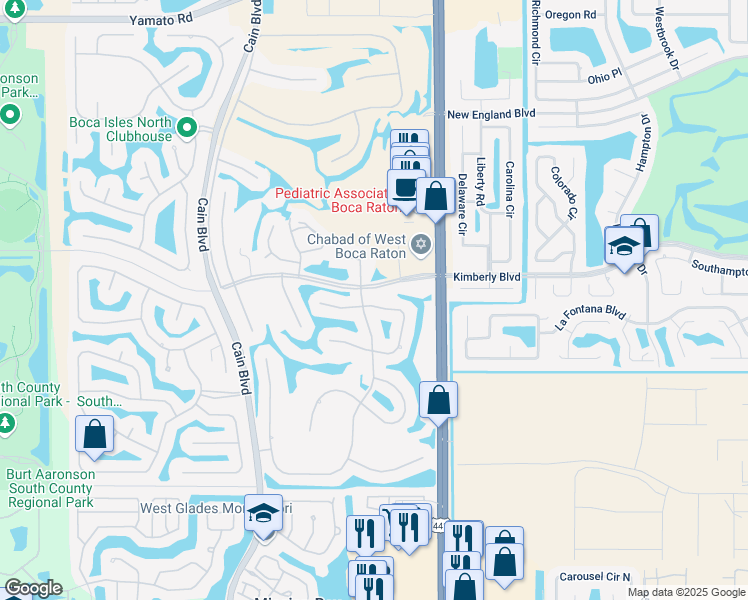 map of restaurants, bars, coffee shops, grocery stores, and more near 10270 Crosswind Road in Boca Raton