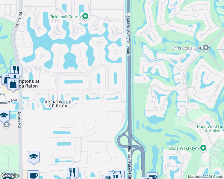 map of restaurants, bars, coffee shops, grocery stores, and more near 8135 Copenhagen Way in Boca Raton
