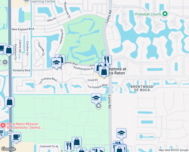 map of restaurants, bars, coffee shops, grocery stores, and more near 9216 Southampton Place in Boca Raton