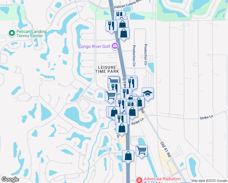 map of restaurants, bars, coffee shops, grocery stores, and more near 24600 South Tamiami Trail in Bonita Springs