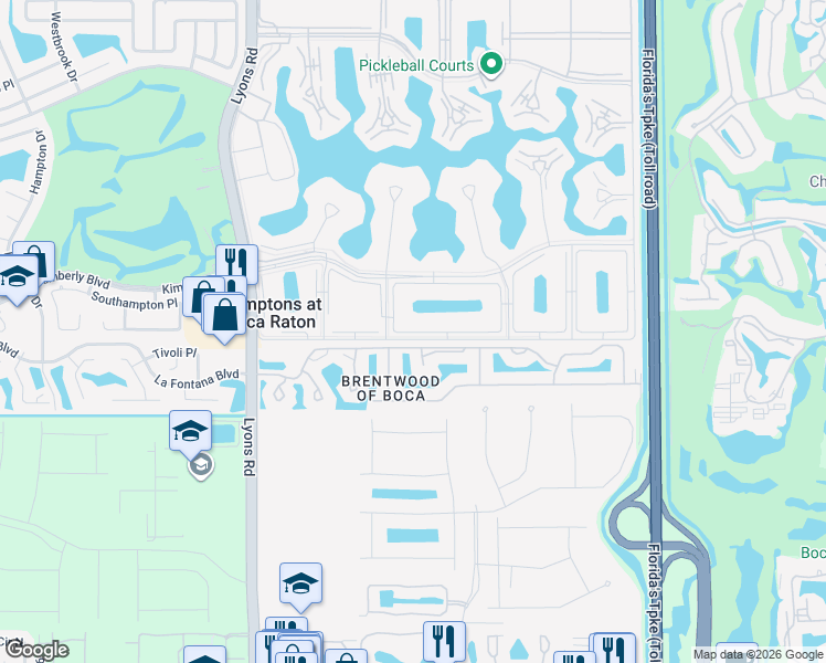 map of restaurants, bars, coffee shops, grocery stores, and more near Dorset B in Boca Raton