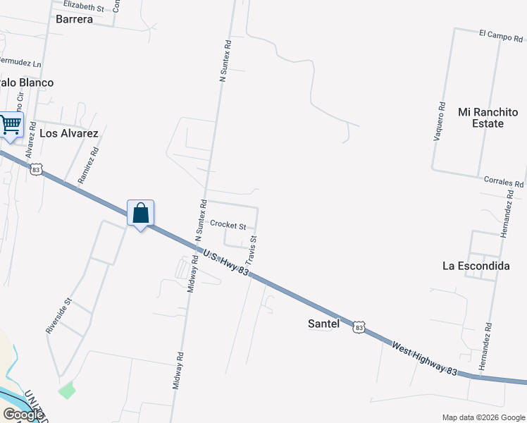 map of restaurants, bars, coffee shops, grocery stores, and more near 328 Travis Street in Rio Grande City