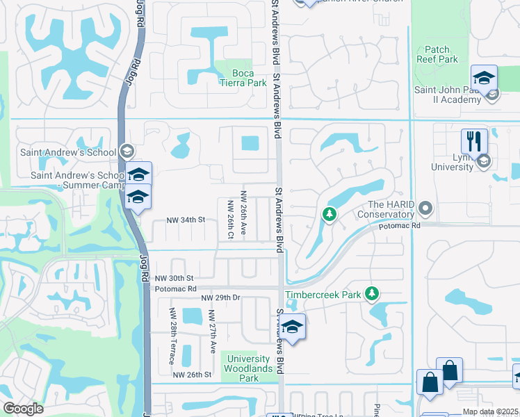 map of restaurants, bars, coffee shops, grocery stores, and more near 3510 Northwest 25th Terrace in Boca Raton