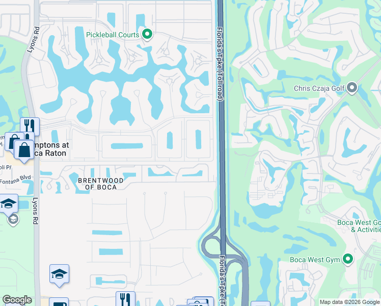 map of restaurants, bars, coffee shops, grocery stores, and more near 8135 Copenhagen Way in Boca Raton