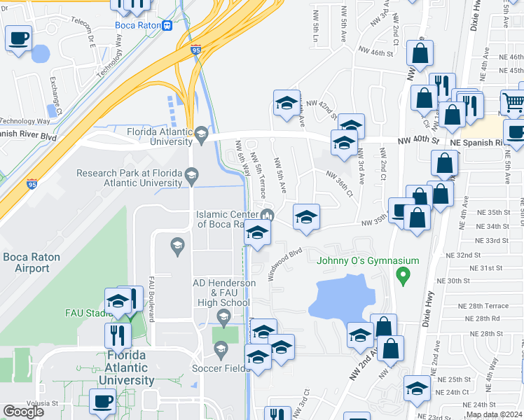 map of restaurants, bars, coffee shops, grocery stores, and more near in Boca Raton