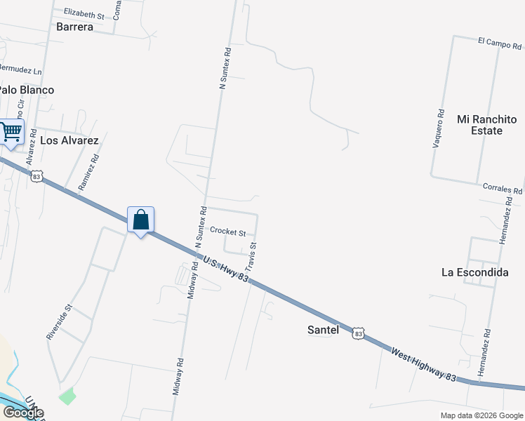 map of restaurants, bars, coffee shops, grocery stores, and more near 328 Travis Street in Rio Grande City