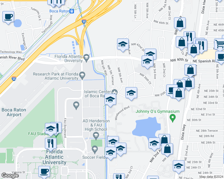 map of restaurants, bars, coffee shops, grocery stores, and more near in Boca Raton