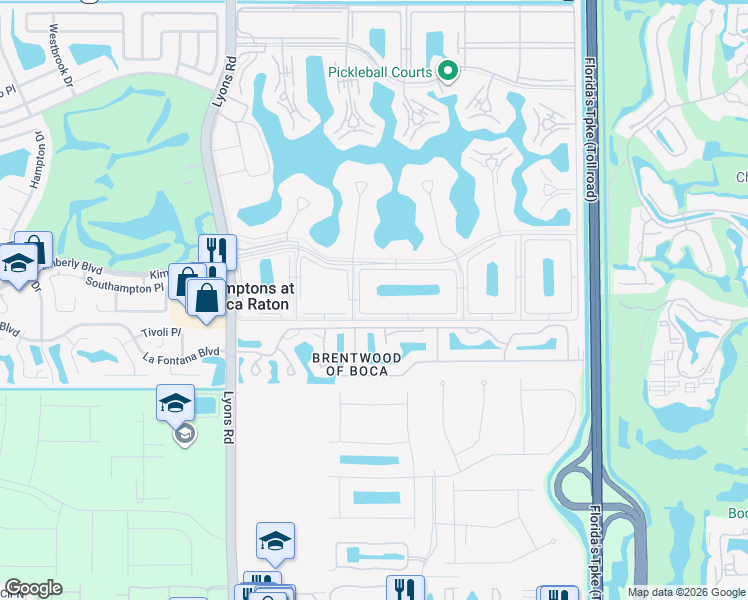 map of restaurants, bars, coffee shops, grocery stores, and more near Dorset B in Boca Raton