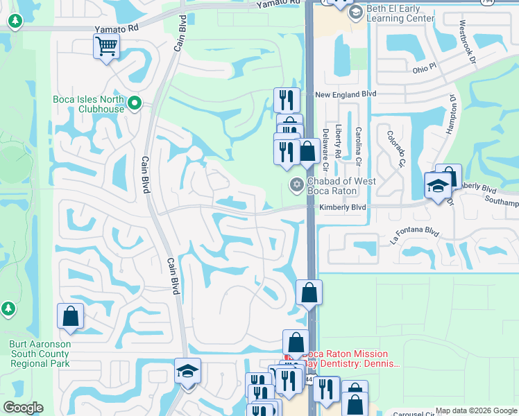 map of restaurants, bars, coffee shops, grocery stores, and more near 10270 Crosswind Road in Boca Raton