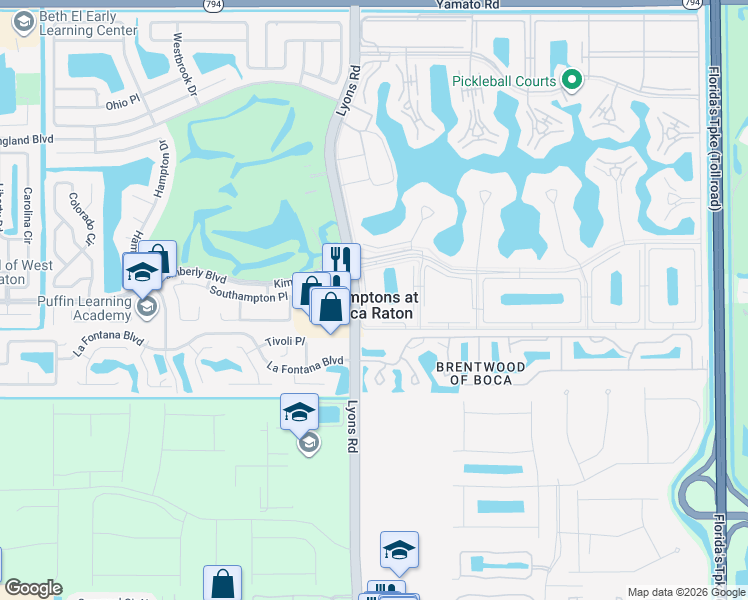 map of restaurants, bars, coffee shops, grocery stores, and more near 42 Brighton A in Boca Raton