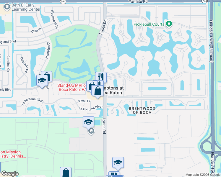 map of restaurants, bars, coffee shops, grocery stores, and more near 42 Brighton A in Boca Raton
