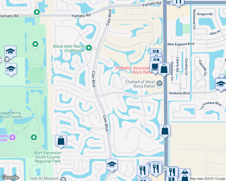 map of restaurants, bars, coffee shops, grocery stores, and more near 10468 Augusta Court in Boca Raton
