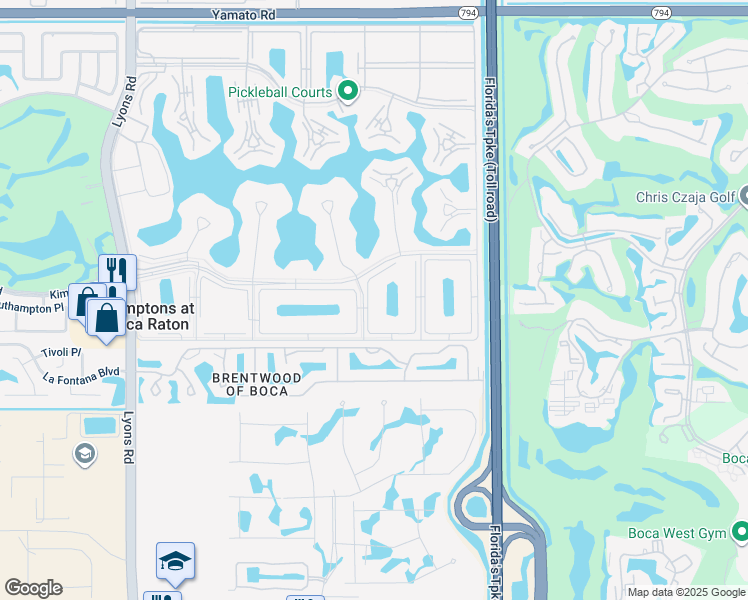 map of restaurants, bars, coffee shops, grocery stores, and more near 405 Fanshaw J in Boca Raton