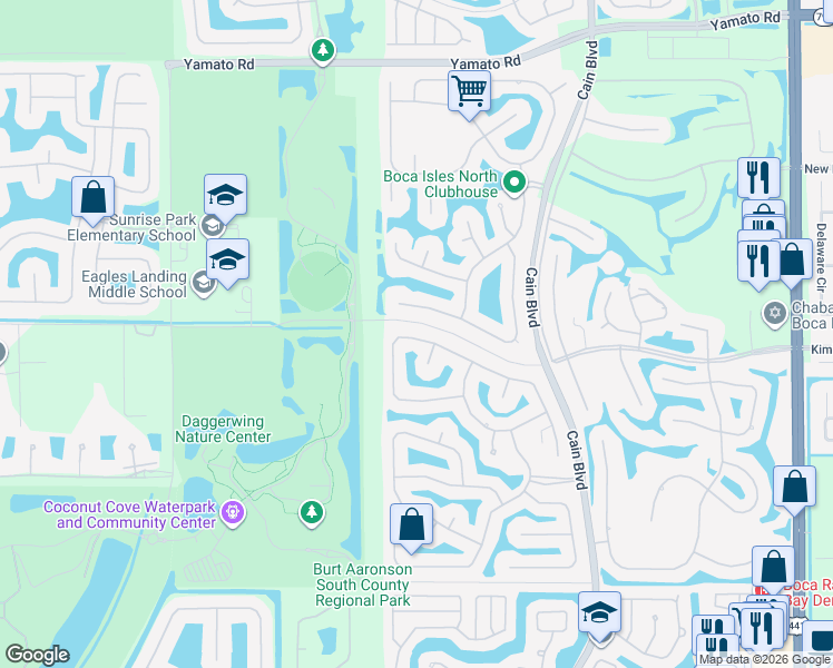 map of restaurants, bars, coffee shops, grocery stores, and more near 19706 Dinner Key Drive in Boca Raton