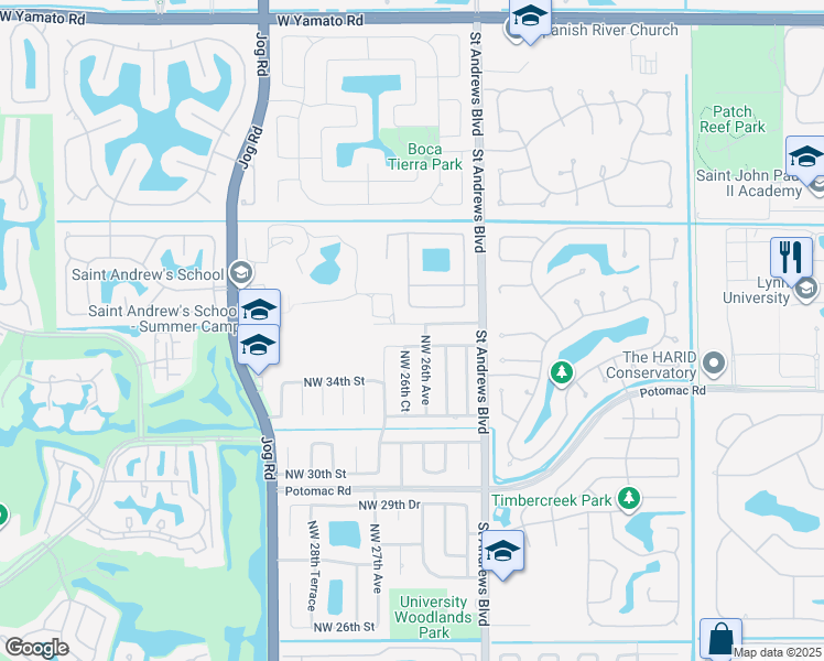 map of restaurants, bars, coffee shops, grocery stores, and more near 2616 Northwest 37th Street in Boca Raton