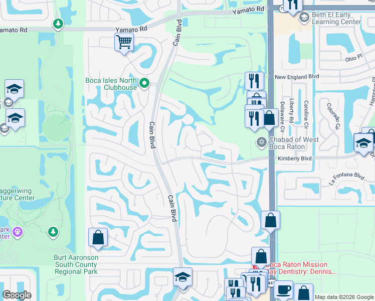 map of restaurants, bars, coffee shops, grocery stores, and more near 10468 Augusta Court in Boca Raton