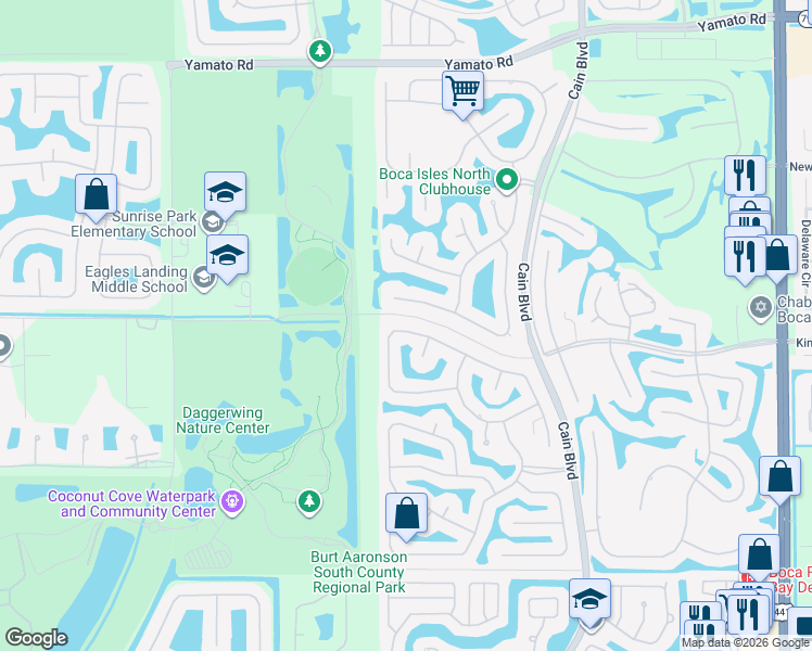 map of restaurants, bars, coffee shops, grocery stores, and more near 19706 Dinner Key Drive in Boca Raton
