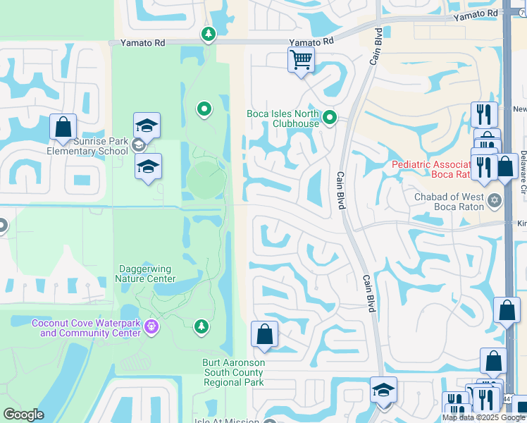 map of restaurants, bars, coffee shops, grocery stores, and more near 19706 Dinner Key Drive in Boca Raton