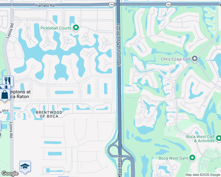 map of restaurants, bars, coffee shops, grocery stores, and more near 574 Fanshaw North in Boca Raton