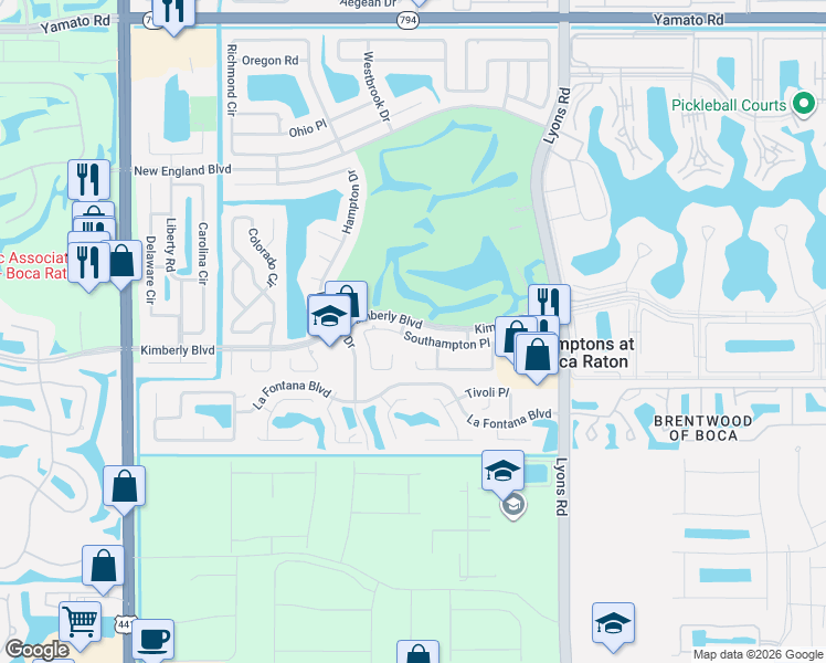 map of restaurants, bars, coffee shops, grocery stores, and more near 9361 Southampton Place in Boca Raton