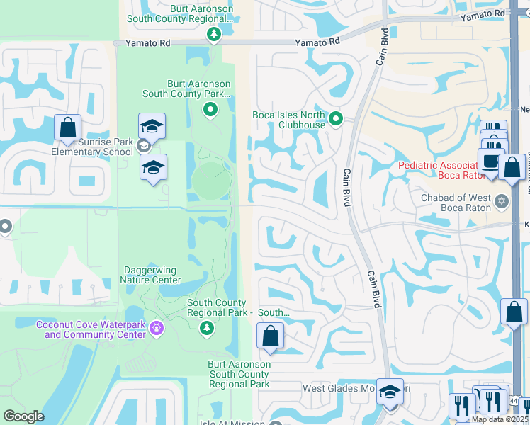 map of restaurants, bars, coffee shops, grocery stores, and more near 19706 Dinner Key Drive in Boca Raton