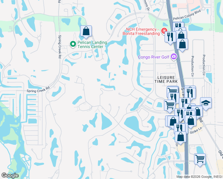 map of restaurants, bars, coffee shops, grocery stores, and more near 25051 Cypress Hollow Court in Bonita Springs