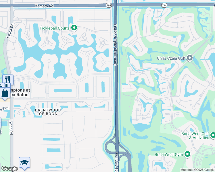 map of restaurants, bars, coffee shops, grocery stores, and more near 574 Fanshaw North in Boca Raton
