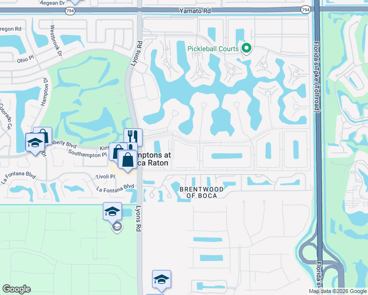 map of restaurants, bars, coffee shops, grocery stores, and more near 402 Brighton J in Boca Raton