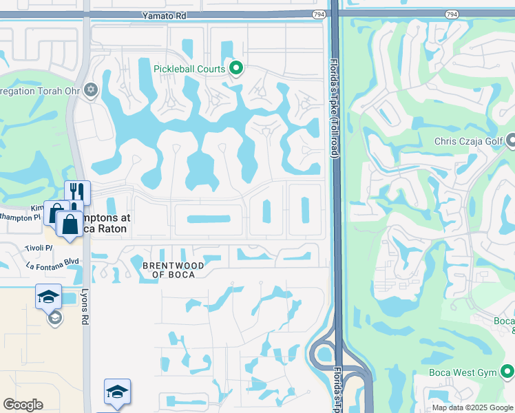 map of restaurants, bars, coffee shops, grocery stores, and more near 405 Fanshaw J in Boca Raton