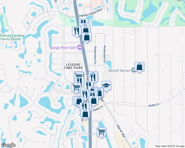 map of restaurants, bars, coffee shops, grocery stores, and more near 24481 South Tamiami Trail in Bonita Springs