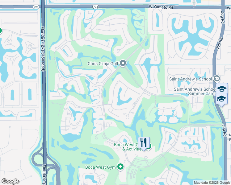 map of restaurants, bars, coffee shops, grocery stores, and more near 19747 Oakbrook Circle in Boca Raton