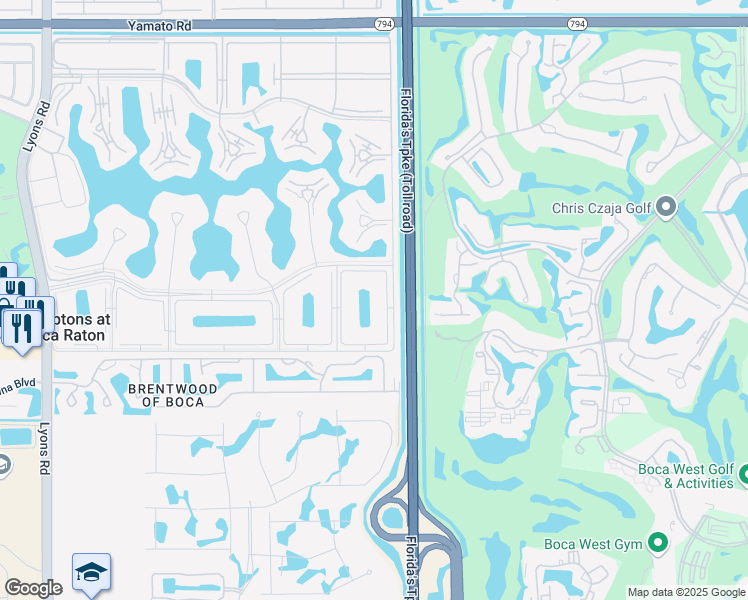 map of restaurants, bars, coffee shops, grocery stores, and more near 574 Fanshaw North in Boca Raton