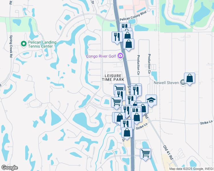 map of restaurants, bars, coffee shops, grocery stores, and more near 24460 South Tamiami Trail in Bonita Springs