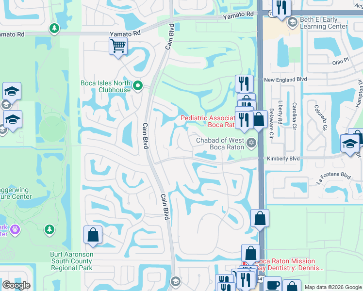 map of restaurants, bars, coffee shops, grocery stores, and more near 10468 Augusta Court in Boca Raton