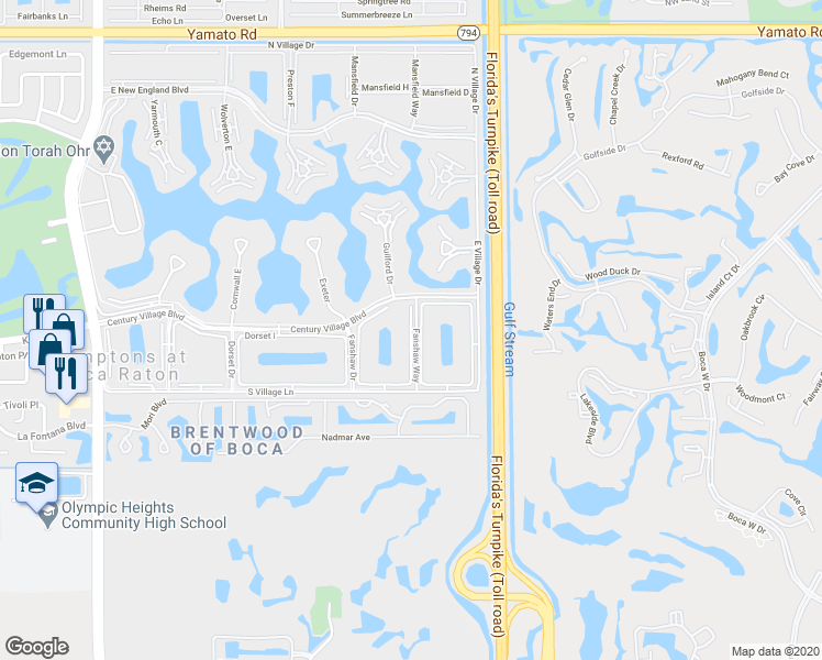 map of restaurants, bars, coffee shops, grocery stores, and more near 252 Fanshaw F in Boca Raton