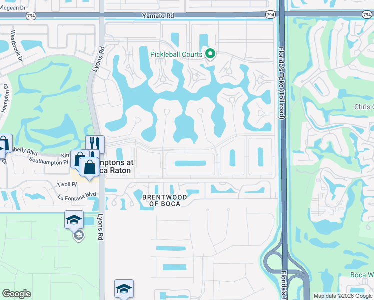 map of restaurants, bars, coffee shops, grocery stores, and more near Century Village Boulevard in Boca Raton