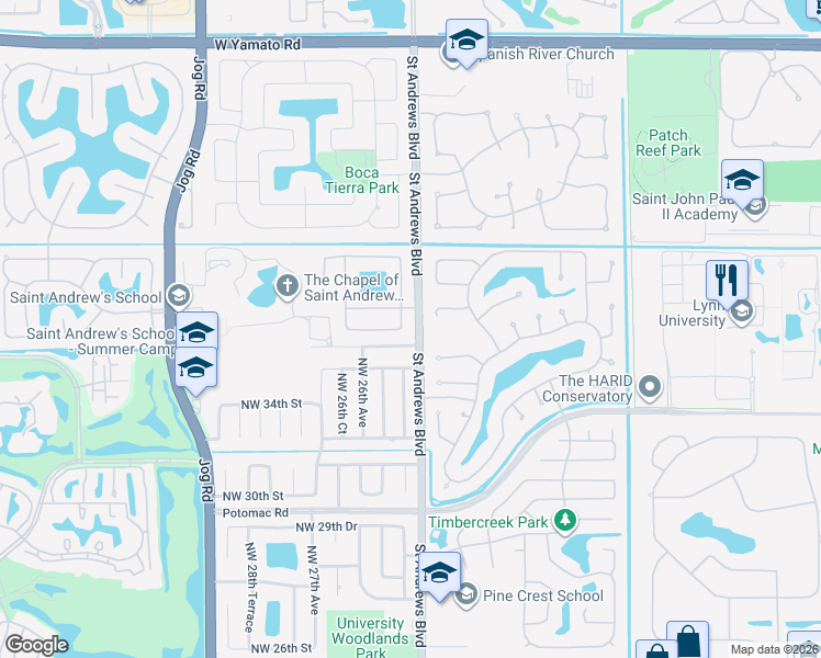 map of restaurants, bars, coffee shops, grocery stores, and more near 2500 Northwest 37th Street in Boca Raton