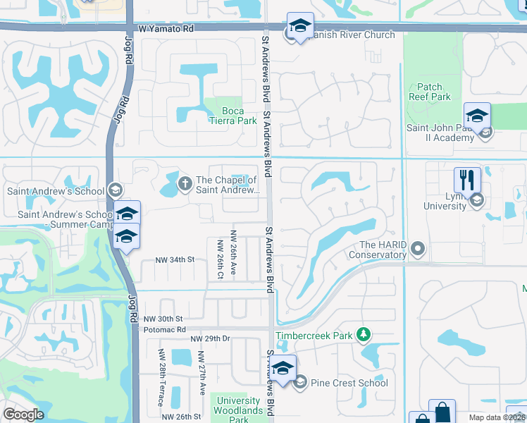 map of restaurants, bars, coffee shops, grocery stores, and more near 2500 Northwest 37th Street in Boca Raton