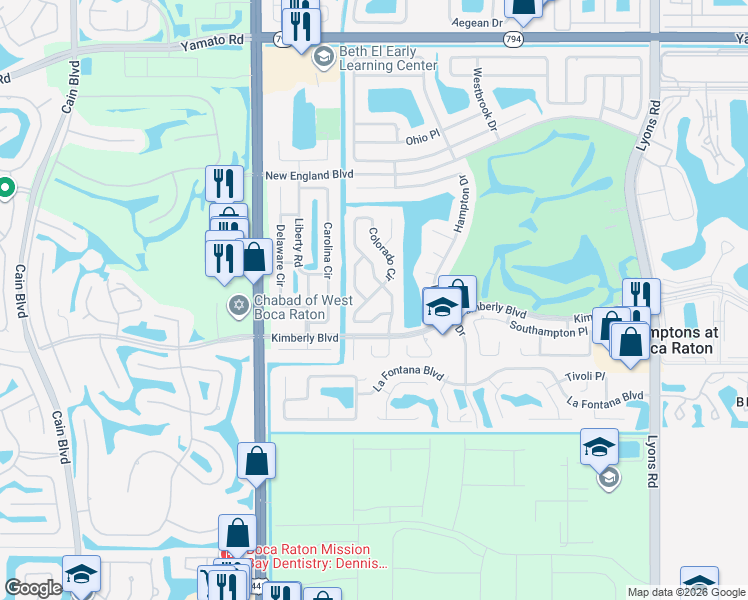map of restaurants, bars, coffee shops, grocery stores, and more near 9751 Alaska Circle in Boca Raton