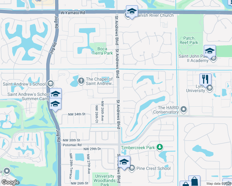 map of restaurants, bars, coffee shops, grocery stores, and more near 2500 Northwest 37th Street in Boca Raton