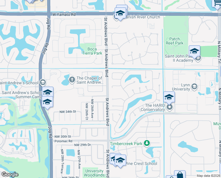 map of restaurants, bars, coffee shops, grocery stores, and more near 2483 Northwest 39th Street in Boca Raton